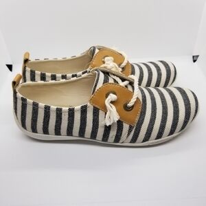 Ros Hommerson Calypso striped slip-on sneaker in black/cream size 9